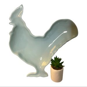 Rooster Shaped Plate Light Turquoise 12" L